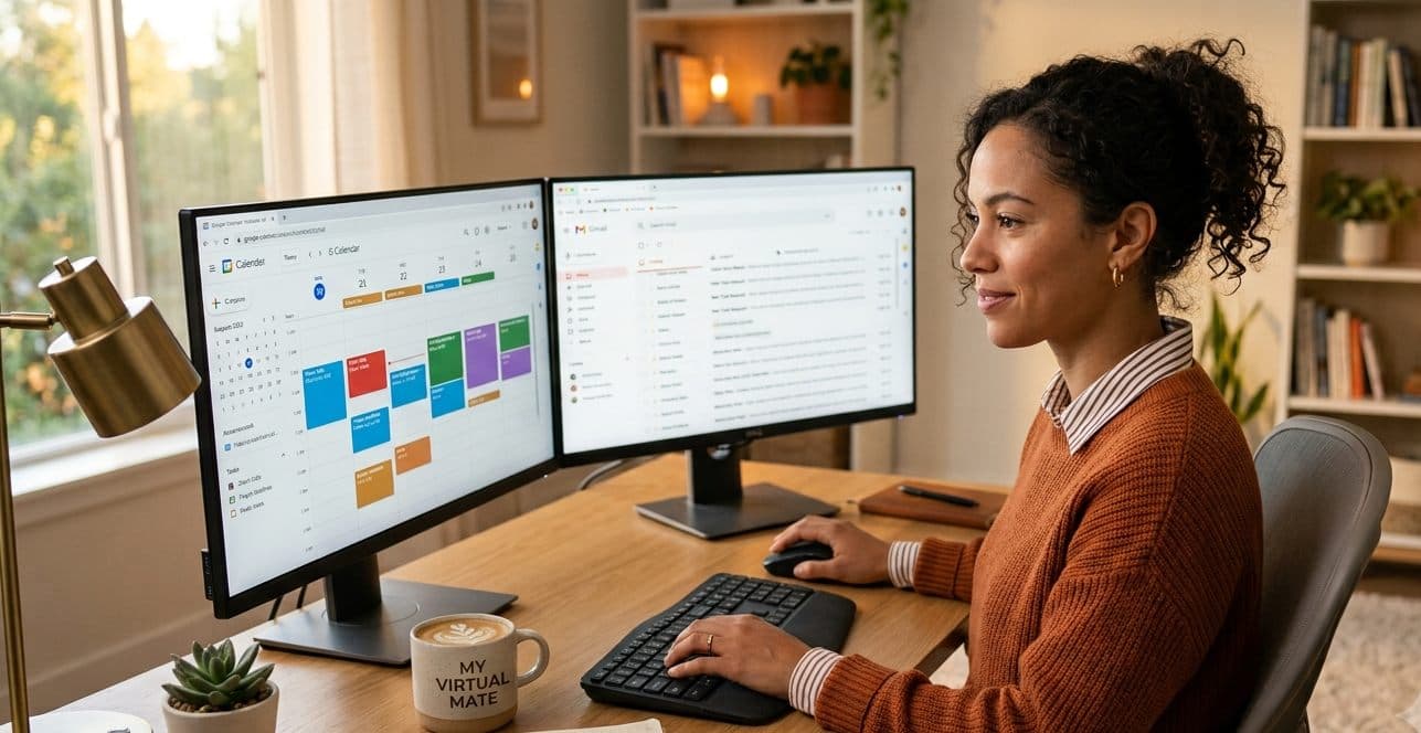 Administrative support virtual assistant managing tasks remotely